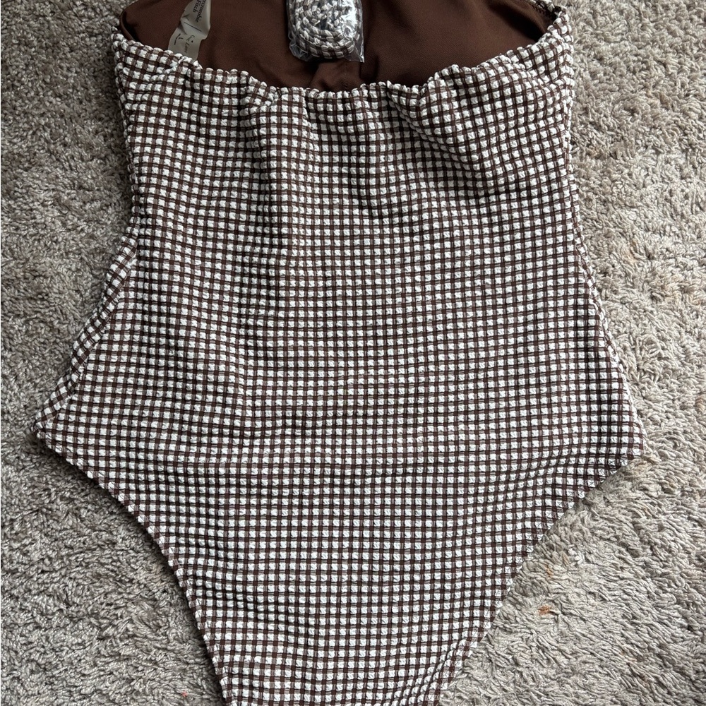 Abercrombie & Fitch Brown and White Patterned swimsuit - Picture 2 of 3